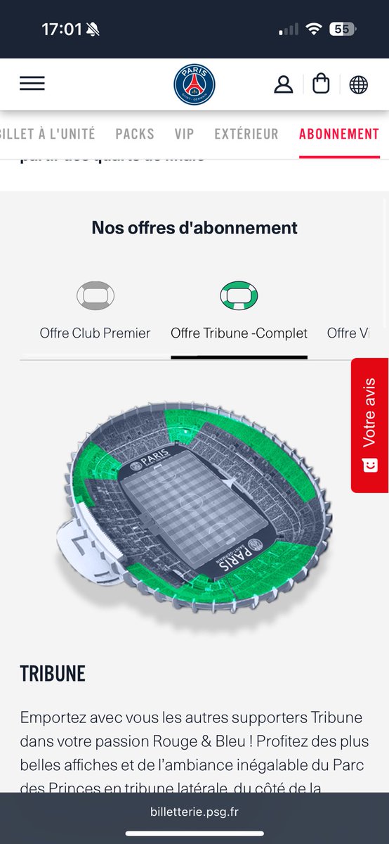 Bon ba tout est full pour les abonnement tribune <a href="/PSG_inside/">Paris Saint-Germain</a>