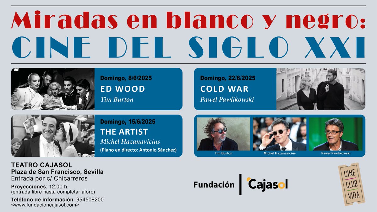Fundación Cajasol (@cajasol) on Twitter photo Tim Burton nos regala una película única que combina la estética del cine clásico con una narrativa contemporánea: “Ed Wood”, con un Depp en estado de gracia.
Este domingo, 8 de junio, vive el cine como experiencia en el Teatro Cajasol con <a href="/CineclubVida/">Cineclub Vida</a> Tim Burton nos regala una película única que combina la estética del cine clásico con una narrativa contemporánea: “Ed Wood”, con un Depp en estado de gracia.
Este domingo, 8 de junio, vive el cine como experiencia en el Teatro Cajasol con <a href="/CineclubVida/">Cineclub Vida</a>