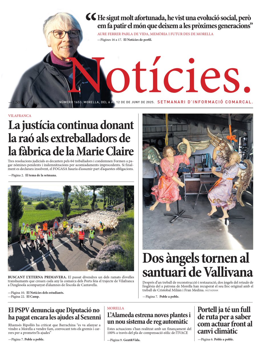 codeposa's tweet image. Aquesta és la portada del @set_noticies que podràs trobar demà a meitat matí al teu quiosc!
🗞
#Morella #Vilafranca #Portell #ElsPorts #Castelló #ComunitatValenciana