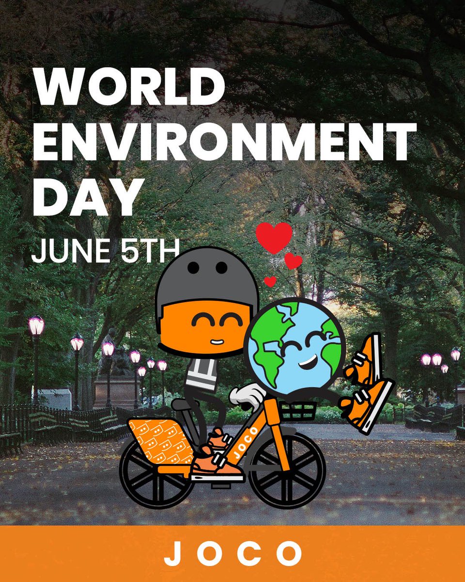 RideJOCO's tweet photo. Happy World Environment Day! 🌍
JOCO is helping reduce our community’s carbon footprint by promoting clean, sustainable transportation, one delivery at a time. 🚲💚
#JOCO #SustainableDelivery #CleanMobility #WorldEnvironmentDay #GreenerNYC https://t.co/LAFHvAKN4g