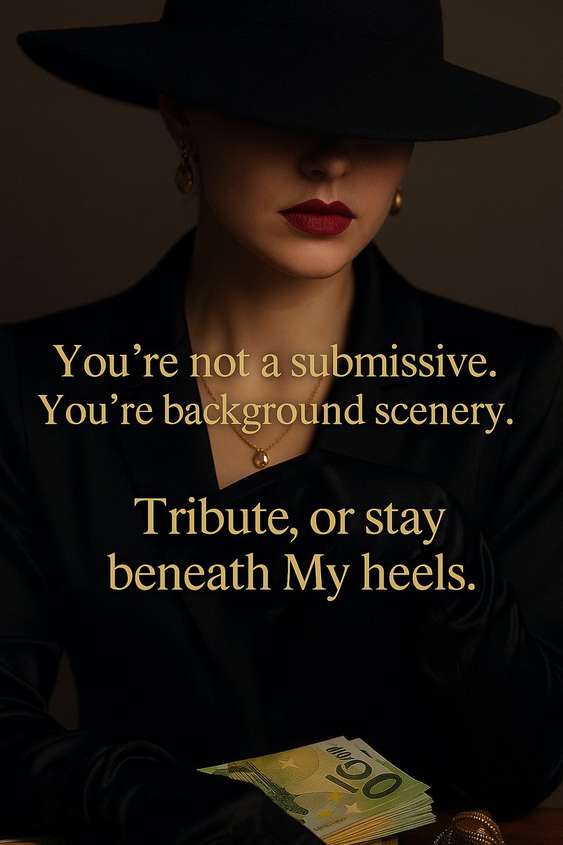 MissSerena9's tweet photo. If you're still watching in silence.
You’re not a submissive. You’re a background extra.I don’t entertain empty wallets or timid glances or keep fantasizing from the floor beneath My heels.
#SpoilMeSilently #TributeOrBeIgnored #FindomFantasy #GoddessMove #FemdomElite #PayToObey https://t.co/gI9YOFRHwV