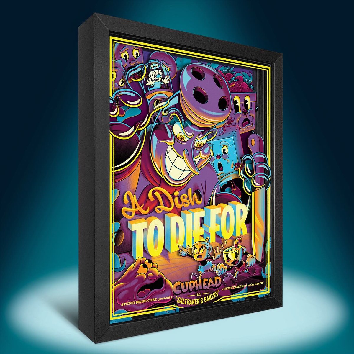 Artovision3D's tweet photo. Ready #Cuphead Fans? Prepare for a Dish to Die For by @emrichoffice and @StudioMDHR - https://t.co/lwDWB8bxKu
#art #artwork #shadowbox #cuphead #mugman #misschalice #game #gamer #animation #1930s #3d #studiomdhr #inkwell #chefsaltbaker #videogame #3d #3dart https://t.co/0f0XgBIwfJ