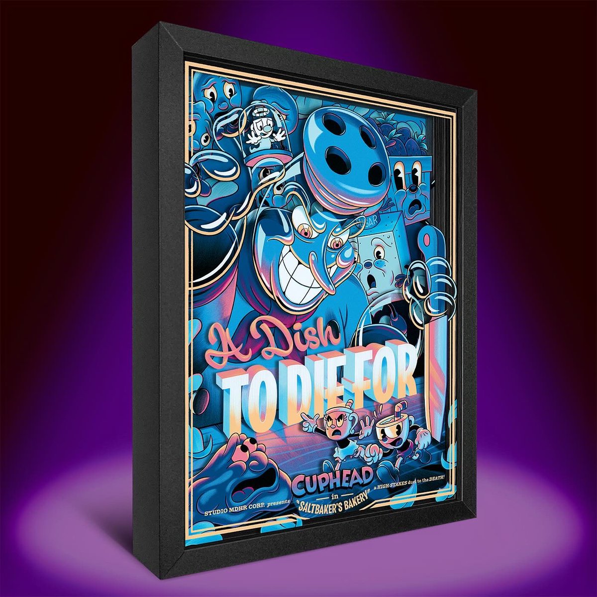 Artovision3D's tweet photo. Ready #Cuphead Fans? Prepare for a Dish to Die For by @emrichoffice and @StudioMDHR - https://t.co/lwDWB8bxKu
#art #artwork #shadowbox #cuphead #mugman #misschalice #game #gamer #animation #1930s #3d #studiomdhr #inkwell #chefsaltbaker #videogame #3d #3dart https://t.co/0f0XgBIwfJ