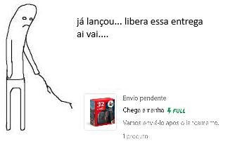SrMugiwara's tweet photo. alou @MercadoLivre  tem criança chorando... libera as entregas ai pufavozin https://t.co/riyhM5AoIh