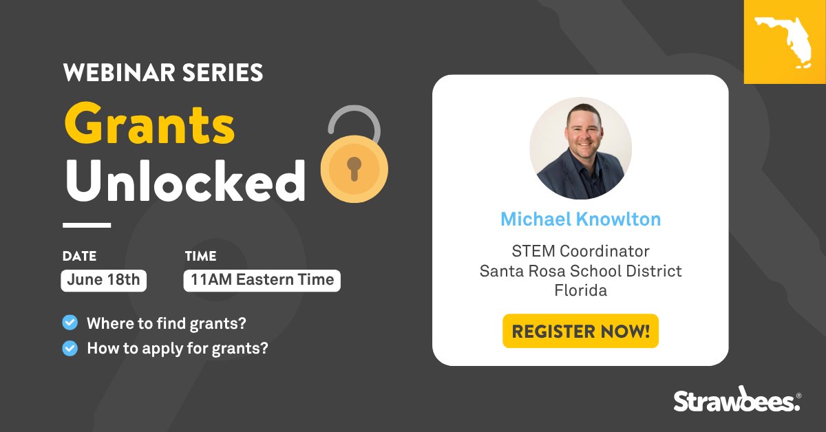 Florida teachers — want to fund STEM in your classroom? Join our Grants Unlocked webinar on June 18th at 11 AM ET with STEM Coordinator Michael Knowlton.
🎯 Where to find grants
📝 How to apply
🔧 Fund tools like Strawbees
Register now → hubs.la/Q03qR0SQ0