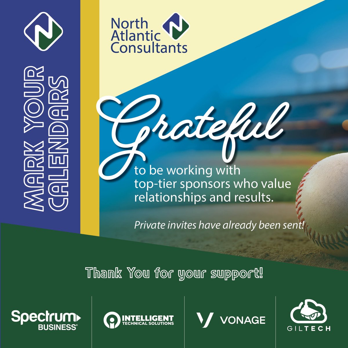 Grateful for the incredible support from our sponsors: <a href="/SpectrumBiz/">Spectrum Business</a>, <a href="/Vonage/">Vonage</a>, Intelligent Technical Solutions, and Giltech. Proud to partner with top-tier providers who deliver real IT solutions to business clients every day. 🙌 #TechAtThePark #ThankYouSponsors