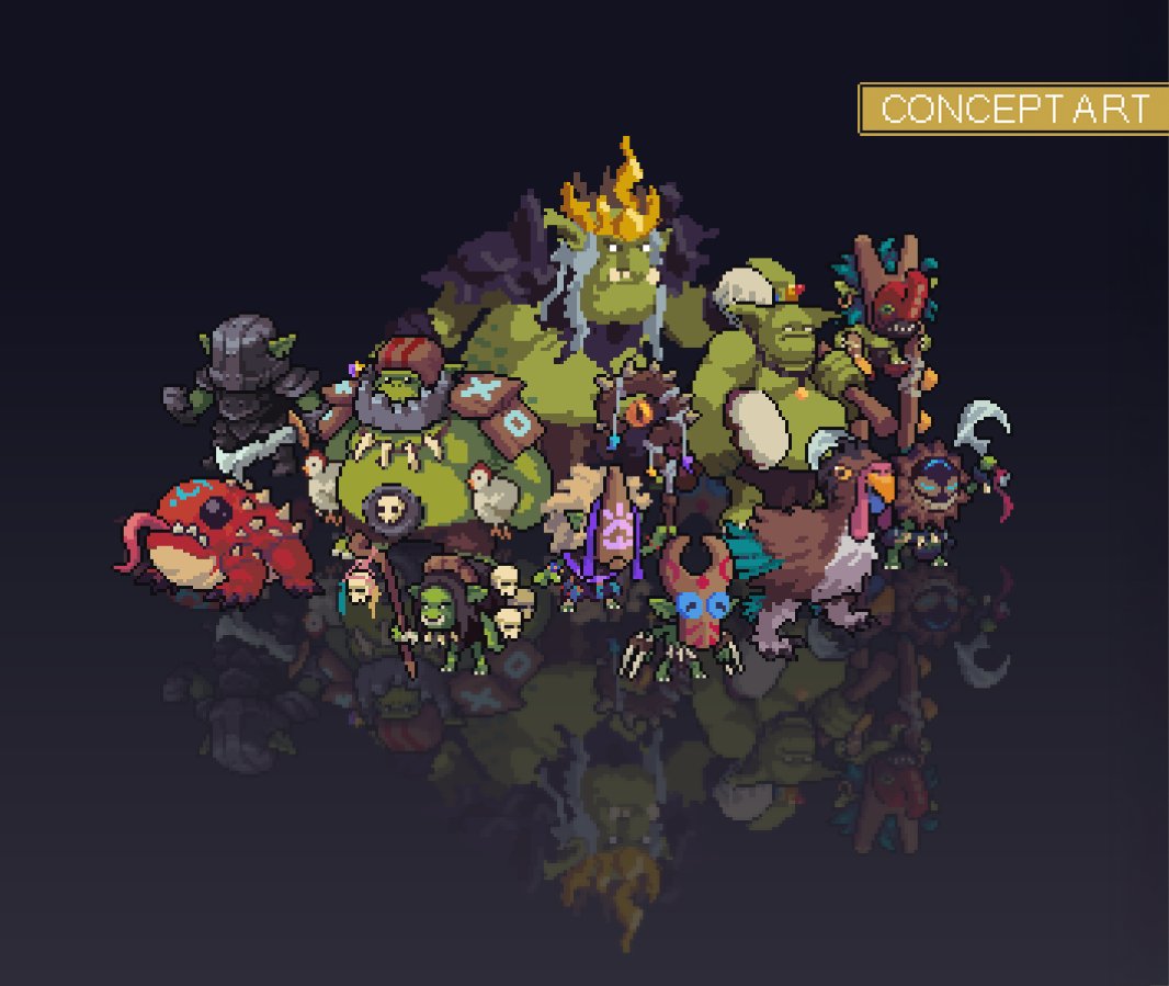 Here's an early draft for the Gobling Gang*!

Who's your favorite green guy?💚