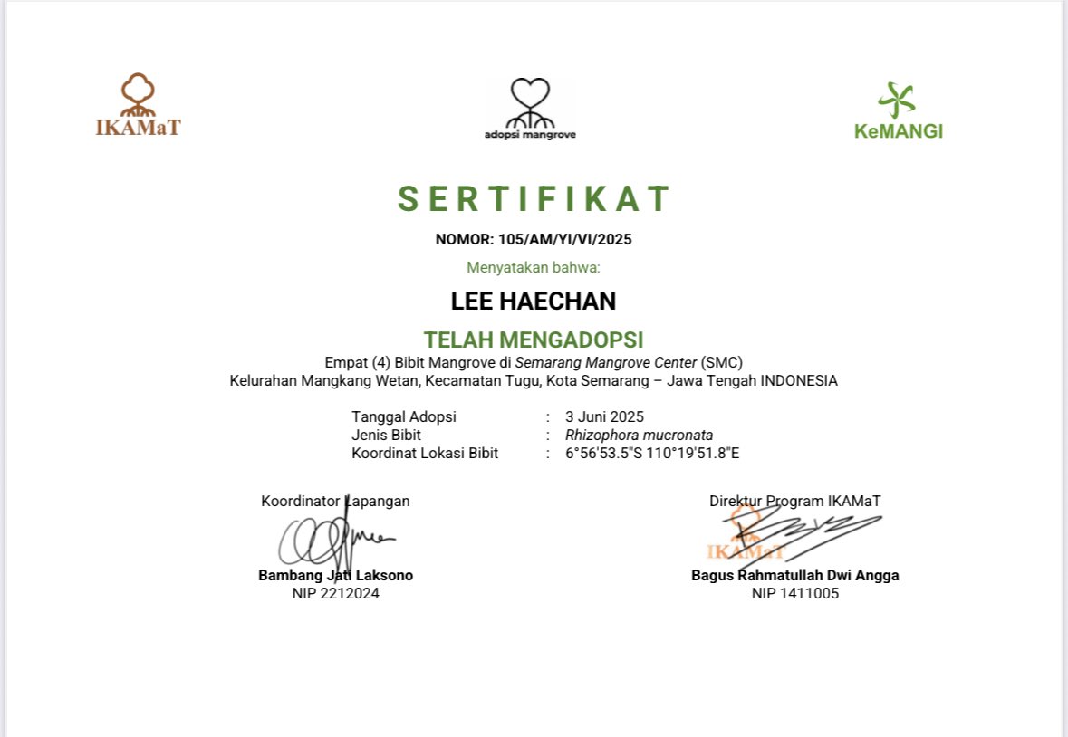 jhcn66's tweet photo. for #HAECHAN birthday💗
Project by @jhcn66 &amp; @deedeeev 

Adopsi tanaman mangrove atas nama 
"LEE HAECHAN " 
semoga dengan adanya penanaman mangrove ini memiliki banyak manfaat bagi lingkungan sekitar🫂💗

#찬란하게_빛날_해찬이의_스물여섯
#25SunKissesForHAECHAN
#HAPPYHAECHANDAY https://t.co/IFvrX0n3kp