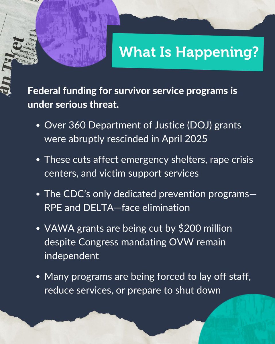 SVPAOfficial's tweet photo. 🚨 Survivors are in crisis — and Congress needs to hear from YOU. 🚨 
 Funding for life-saving sexual violence, domestic violence, and child abuse services is being slashed. Shelters are closing. Support is disappearing. Prevention is at risk.
We can’t let this happen. 📣 ✊ https://t.co/Mxcokj33sl