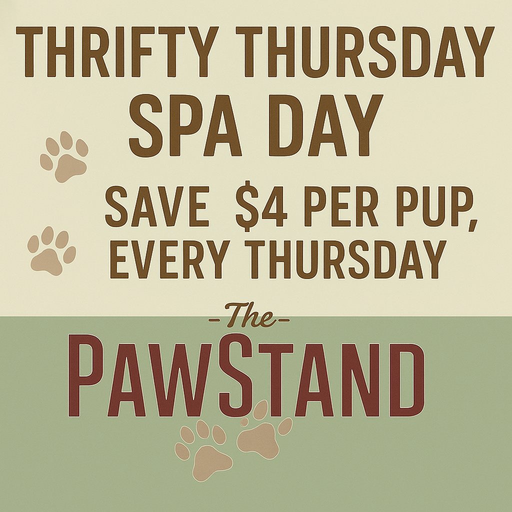 ThePawStand's tweet photo. 🛁 It’s Thrifty Thursday at The PawStand!
🐾 Save $4 per pup at our Self-Serve Spa—every single Thursday!
✨ Clean tubs, fresh towels, sudsy shampoos, and a happy pup = total win.
🕔 Spa closes at 5PM, store open ‘til 6!
#ThePawStand #ThriftyThursday #DogSpaDay #DoravilleDogs https://t.co/IxeYOto3m5