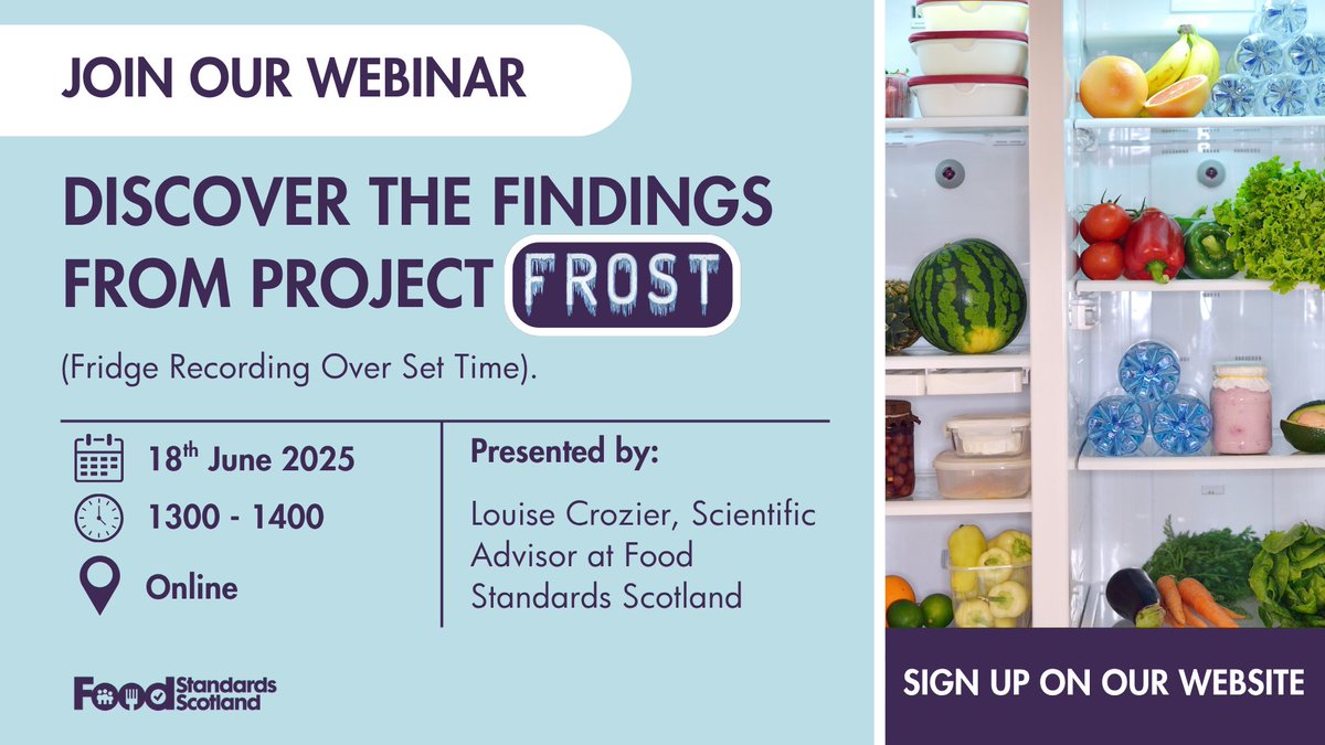 ❄️ How cold is your fridge… really?

We tested 361 fridges across Scotland in our FROST project.

Join our free webinar to hear the results and ask our scientists your questions.

🔗 bit.ly/4kJxqQn

#FoodSafety #FROST