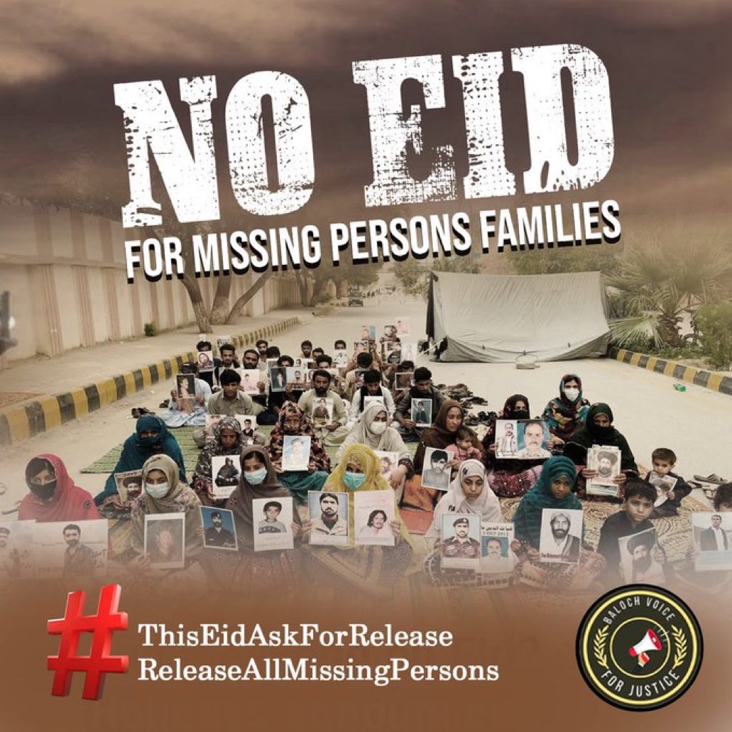 There is no Eid for the families of the forcibly disappeared, only silence where joy once lived. Their celebration is suspended, awaiting the return of a name, a face, a life.

#ThisEidAskForRelease
#ReleaseAllMissingPersons #ReleaseBYCLeaders
#Balochistan
