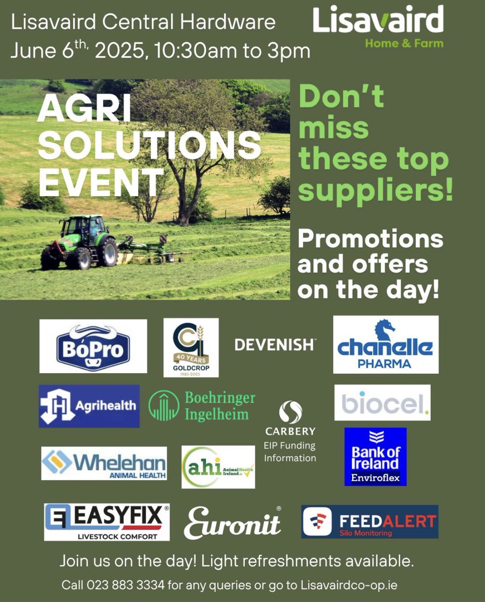 EASYFIX (@easyfixofficial) on Twitter photo We will be attending <a href="/LisavairdCo/">Lisavaird Co-op</a> Agri Solutions Event tomorrow!
Be sure to stop by ๐๐ We will be attending <a href="/LisavairdCo/">Lisavaird Co-op</a> Agri Solutions Event tomorrow!
Be sure to stop by ๐๐