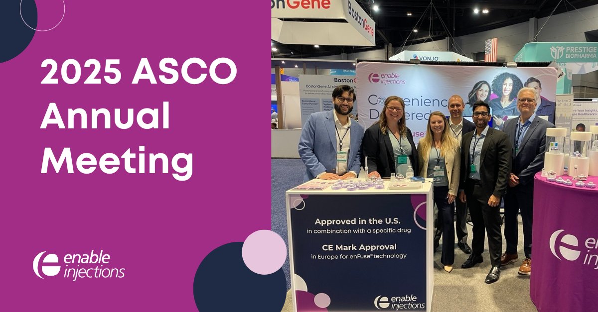 Thank you to everyone who visited our booth at 2025 American Society of Clinical Oncology (ASCO) Annual Meeting! 
Read more about data presented at ASCO featuring the enFuse technology in this Fierce Pharma article: bit.ly/3ZNwt1c
#enFuse #ASCO2025 #subcutaneousdelivery