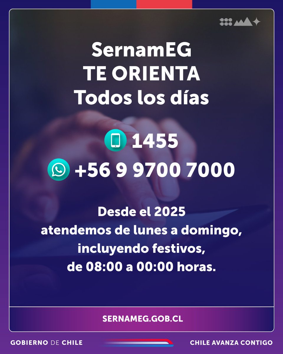 ✨¿Necesitas información, orientación o acompañamiento en casos de violencia de género? Llámanos al ☎️ 1455 o escríbenos al 📲 WhatsApp +569 9700 7000, de lunes a domingo, de 08:00 a 00:00.

👉 ¿Quieres denunciar? Hazlo directamente en:
🟢 133 Carabineros
🔵 134 PDI