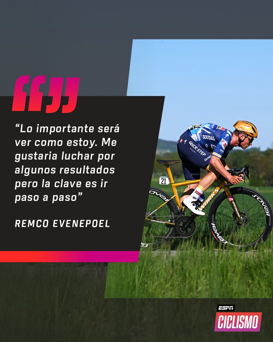 ¿Ir por el amarillo en el #Dauphine? Remco #Evenepoel tiene claro que es una carrera para testearse antes de la Grande Boucle y confía en llegar a julio en óptimas condiciones.