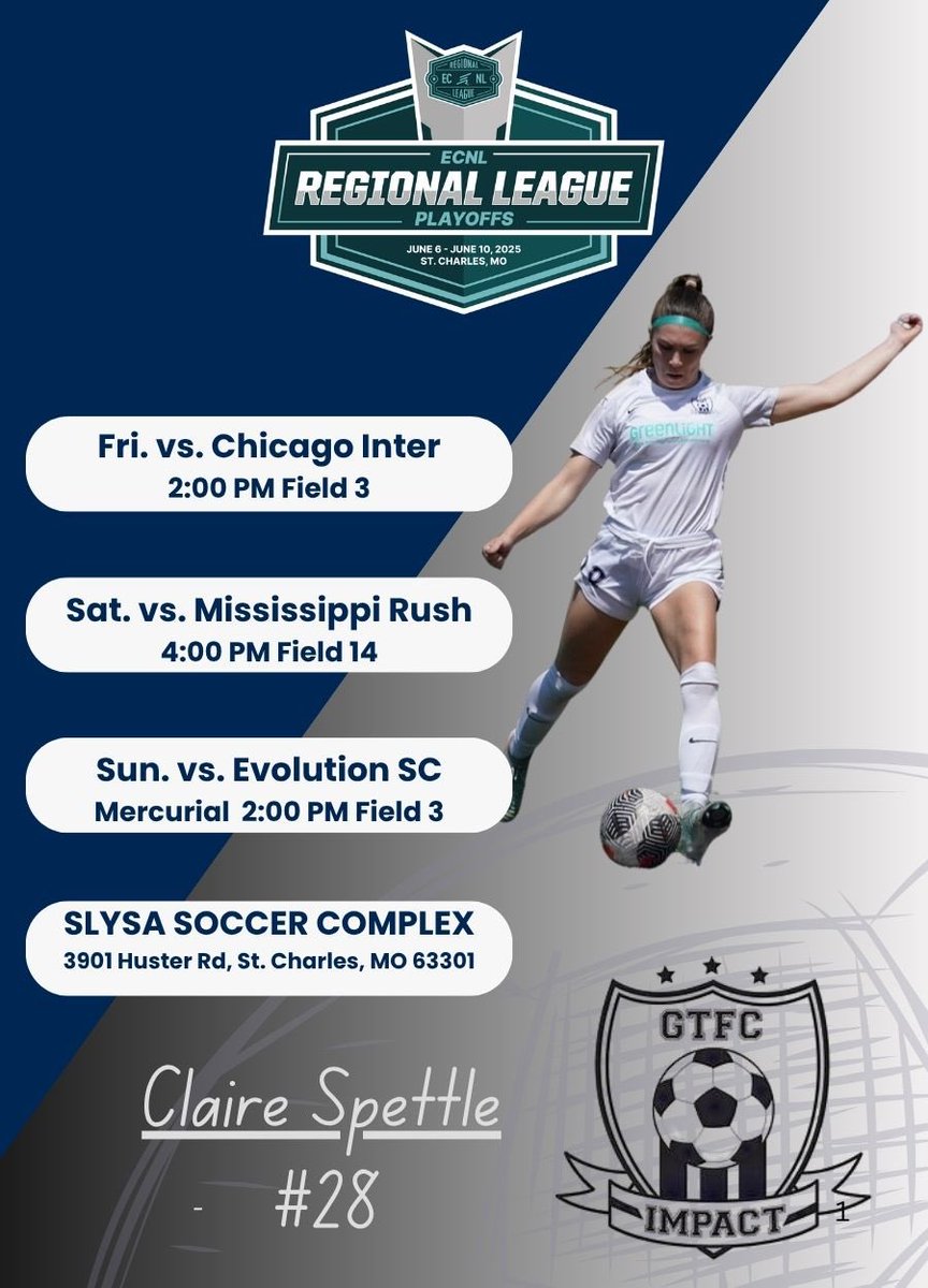 Claire Spettle (@c_spettle16) on Twitter photo Ready to compete at regionals this weekend⬇️⬇️
<a href="/ImCollegeSoccer/">College Soccer Truth ™</a> <a href="/ImYouthSoccer/">ECNL/GA/Recruiting/College Soccer</a> <a href="/ECNLgirls/">ECNL Girls</a> <a href="/GTFCImpact/">GTFC Impact</a> Ready to compete at regionals this weekend⬇️⬇️
<a href="/ImCollegeSoccer/">College Soccer Truth ™</a> <a href="/ImYouthSoccer/">ECNL/GA/Recruiting/College Soccer</a> <a href="/ECNLgirls/">ECNL Girls</a> <a href="/GTFCImpact/">GTFC Impact</a>