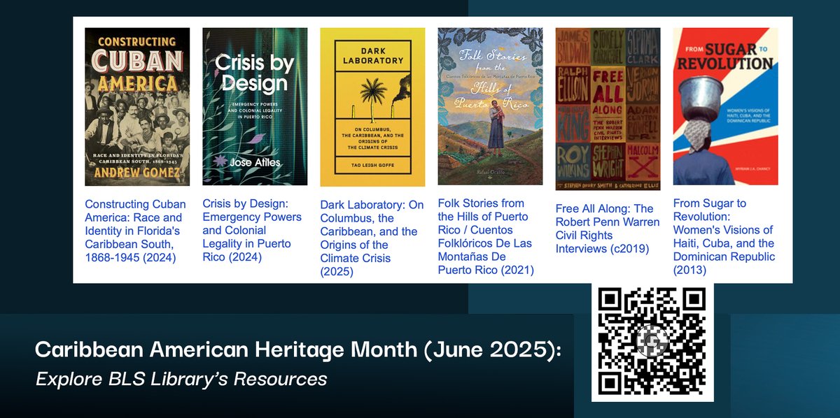 🌴📚 Celebrate Caribbean American Heritage Month!
Explore the BLS Library's resources honoring the history, culture, and lasting impact of Caribbean Americans.

🎉 View the collection: guides.brooklaw.edu/digital_book_d…
#brooklaw #CaribbeanAmericanHeritageMonth