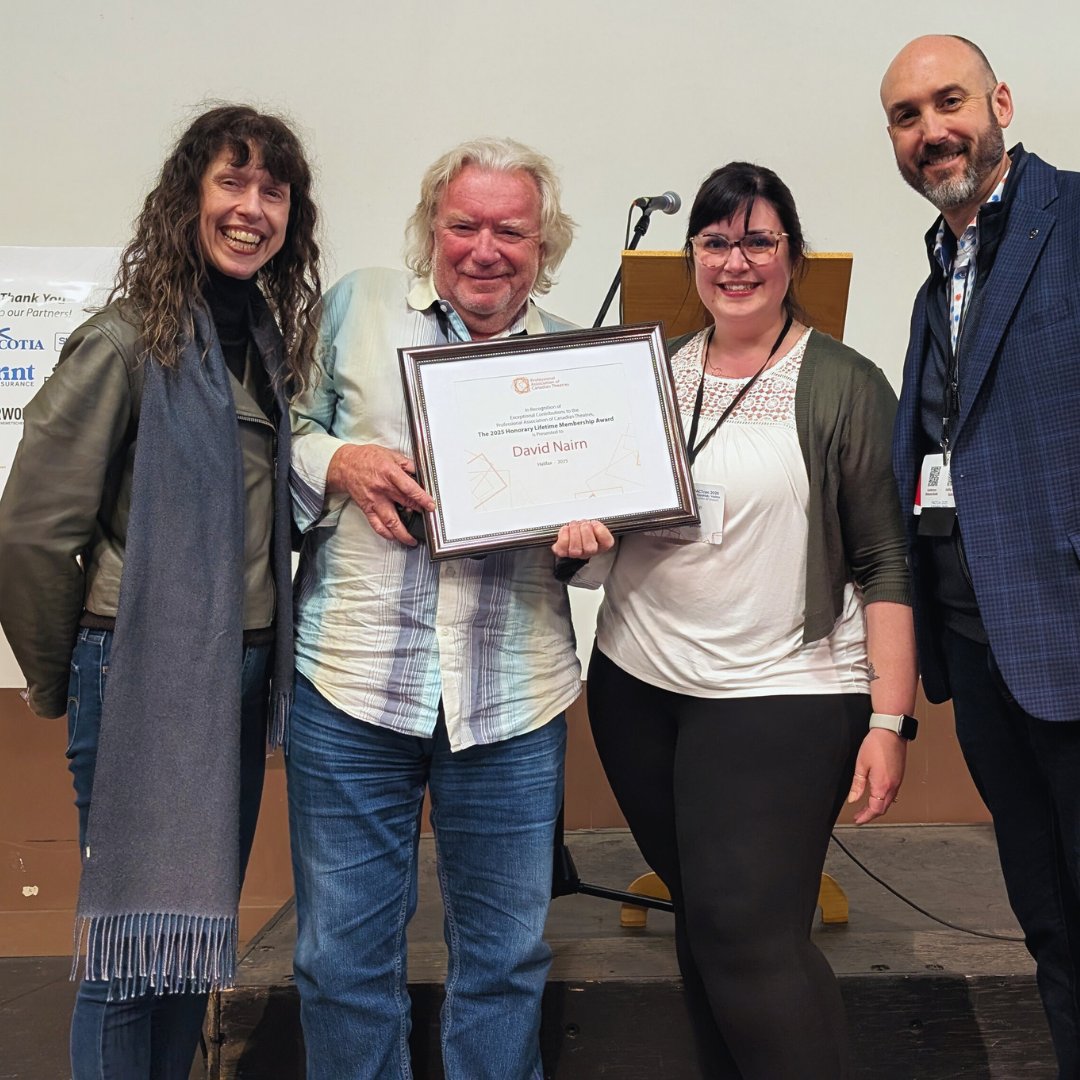 Congratulations to David Nairn, Artistic Director of Theatre Orangeville for 26 seasons, director, and two-decade active member of the PACT advocacy committee for receiving the PACT Honorary Lifetime Membership! Thanks for all you do David!