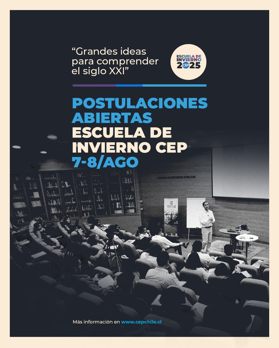 fcje_ufro's tweet photo. 🗓 | #ComunidadFCJE
¡Postula a la Escuela de Invierno CEP 2025! 
📅 7 y 8 de agosto | 📍 CEP, Providencia, Santiago.  
💡 Tema: “Grandes ideas para comprender el siglo XXI” https://t.co/YE3yAV1d7N