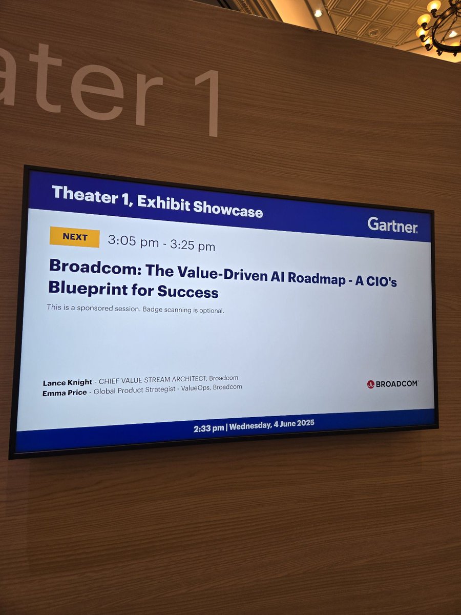 BroadcomVSM's tweet image. Yesterday was a big day at #GartnerAPPS — thanks to everyone who joined our session and stopped by the ValueOps booth. Leaders are ready to move past the AI hype and focus on real outcomes.

#ValueOps #ValueStreamManagement