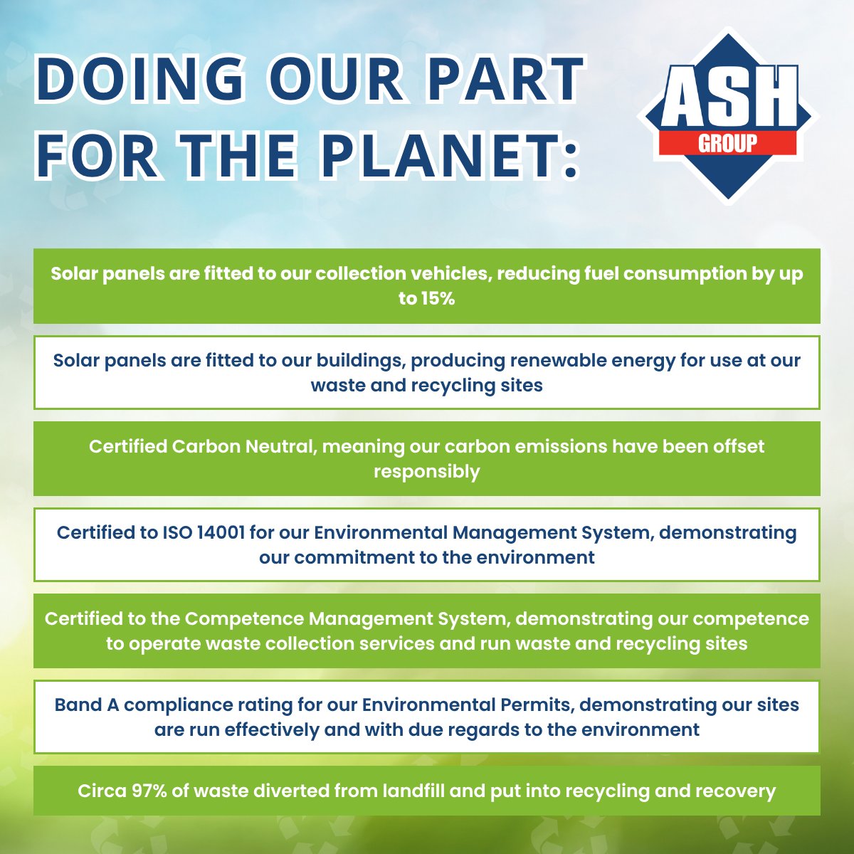 It’s #WorldEnvironmentDay! 

From going #carbonneutral to reducing waste and increasing #recycling, every small action counts. Businesses, we have a responsibility to move towards sustainability. Here’s how we are doing our part 🌍

#Sustainability #WasteManagement #CarbonNeutral