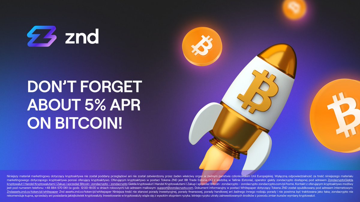 Still thinking about our BTC promo? Here’s your reminder. 👀

Now you can get 5% APR on Bitcoin with ZND Earn and the minimum to start is just 0.0016 BTC. No big moves needed to start growing your portfolio. 🔓📈

This is a limited-time offer, and it could end anytime.

Don’t