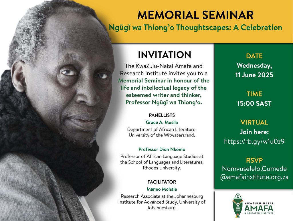 Join us next week Wednesday for another one of Interactive Seminar Series. The details of the discussions and link to Ms Teams are attached and available from our website.

#AmafaSeminars #knowyourhistory #kznamafa #fyp