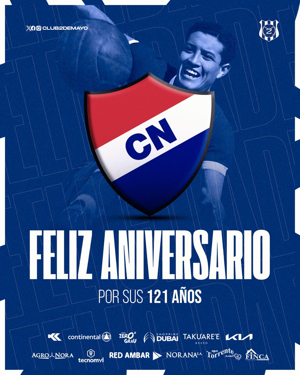 Club Sportivo 2 de Mayo (@club2demayo) on Twitter photo ¡Felicidad <a href="/clubnacionalpy/">Club Nacional Py</a>!
¡Salud por 121 años de vida institucional!
#121años #ClubNacional ¡Felicidad <a href="/clubnacionalpy/">Club Nacional Py</a>!
¡Salud por 121 años de vida institucional!
#121años #ClubNacional