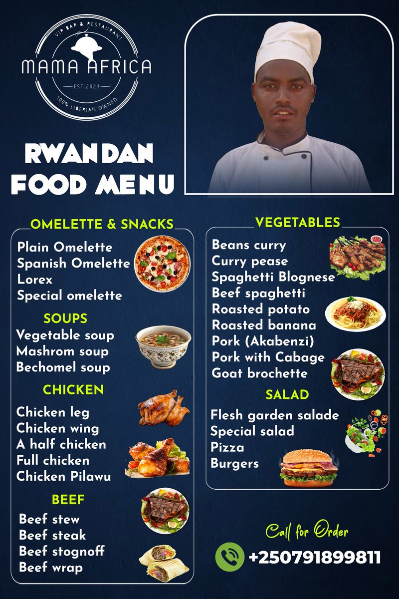 LeoPouseah's tweet photo. Visit us at Cafee Gisozi Kigali Rwanda East Africa and get a Taste of our traditional Rwanda and West African food.

Call for order and reservation. https://t.co/Y27cfeePB8