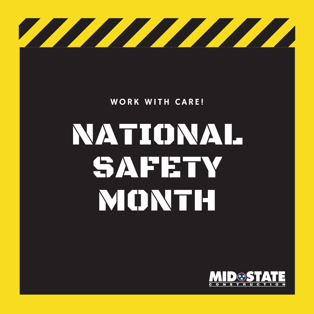 midstate_const's tweet image. June is National Safety Month, but at Mid-State Construction, safety is a priority all year long. With thousands of man-hours worked and zero accidents recognized, our crews prove every day that getting the job done right starts with getting it done safely. #MidStateConstruction