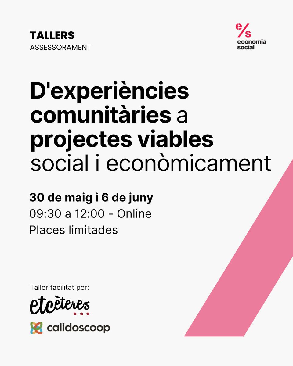 Calidoscoop SCCL (@calidoscoop) on Twitter photo 📢Recordeu que demà farem la segona part del taller "D'experiències comunitàries a projectes viables social i econòmicament" amb <a href="/etceteres/">Cooperativa Etcèteres</a>
economiasocial.coop/wp-content/upl… 📢Recordeu que demà farem la segona part del taller "D'experiències comunitàries a projectes viables social i econòmicament" amb <a href="/etceteres/">Cooperativa Etcèteres</a>
economiasocial.coop/wp-content/upl…