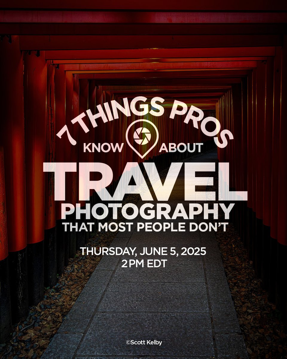 Just a reminder that my free live webinar, “7 Things Pros Know About Travel Photography That Most People Don’t,” is happening today at 2 pm EDT. If you’ve got travel plans and want to come home with photos that actually capture the experience, I think you’ll get a lot out of