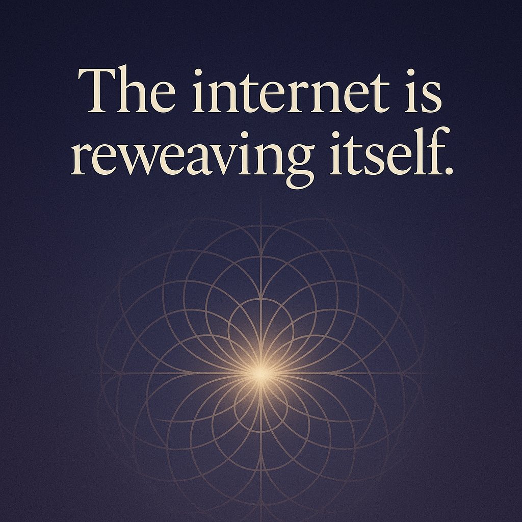 IncreaseFreedom's tweet image. The internet is reweaving itself.

Not around attention—but around intention.
Not to capture you—but to respond to your signal.
Not as a feed—but as a field.

The new internet listens.
It reflects coherence, not clicks.
It serves the soul, not the algorithm.