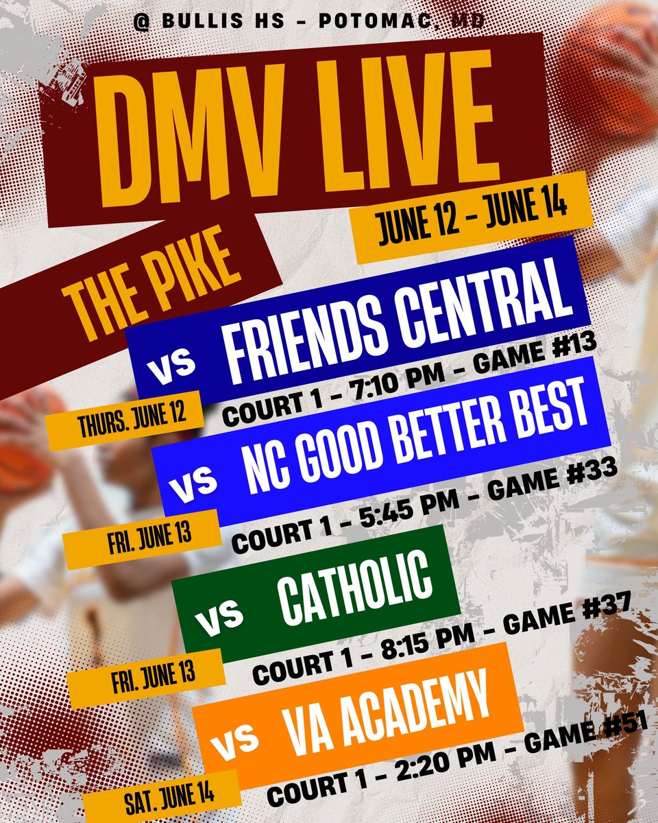 Our full schedule for <a href="/DMVHoopsLive/">DMV Live</a> <a href="/CapitolHoops/">Capitol Hoops</a> <a href="/GoMustang_Pride/">BMHS Athletics</a> <a href="/rljames10/">Coach Ron James</a>