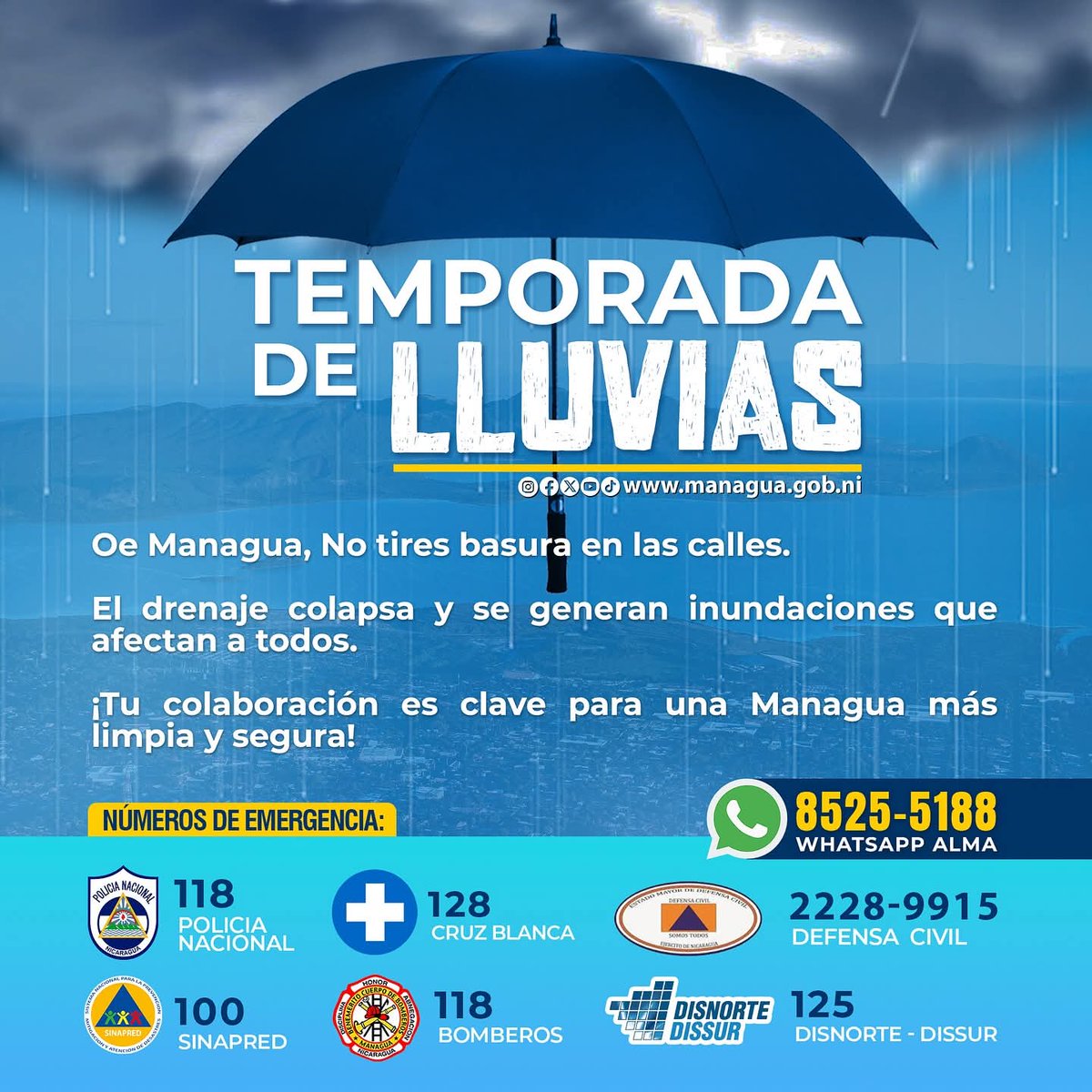 Buenos días! En esta temporada de lluvia tomemos todas las medidas para proteger la vida. #Nicaragua