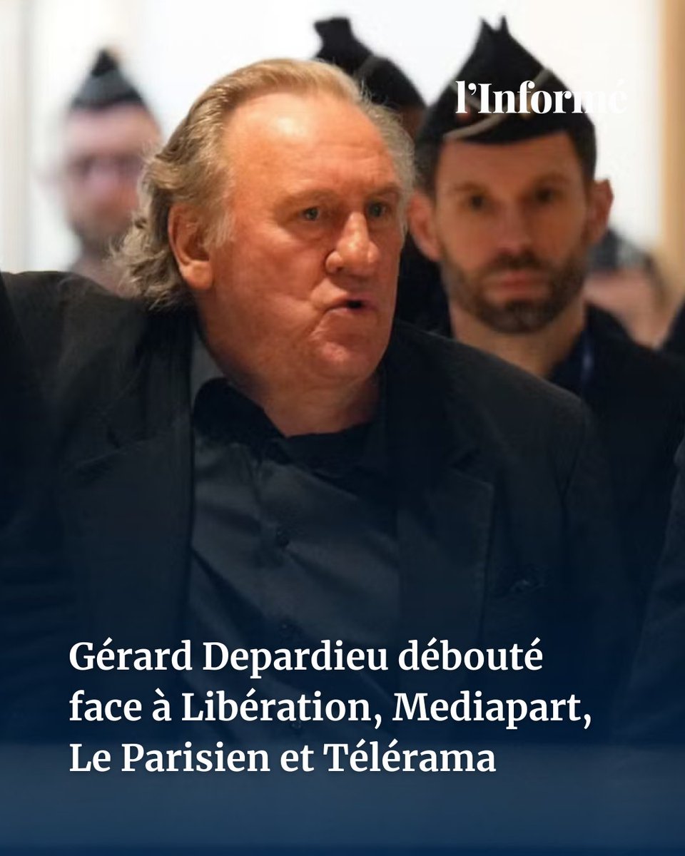 🔴 Gérard Depardieu débouté face à Libération, Mediapart, Le Parisien et Télérama

L’acteur accusait les médias d’avoir diffusé des « fausses nouvelles ». Le tribunal judiciaire de Paris lui a donné tort. Il va faire appel. Révélations @noahmoulinet

▶️ l.linforme.com/4pnn8mcy