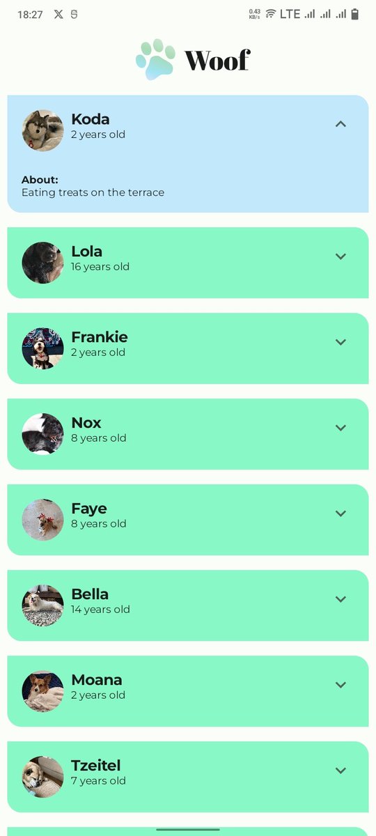 jamycodes's tweet photo. Learned about the scaffold, animations in compose and how to handle themes in both light and dark mode, built the woof app 😁 https://t.co/gikK2DoqOx