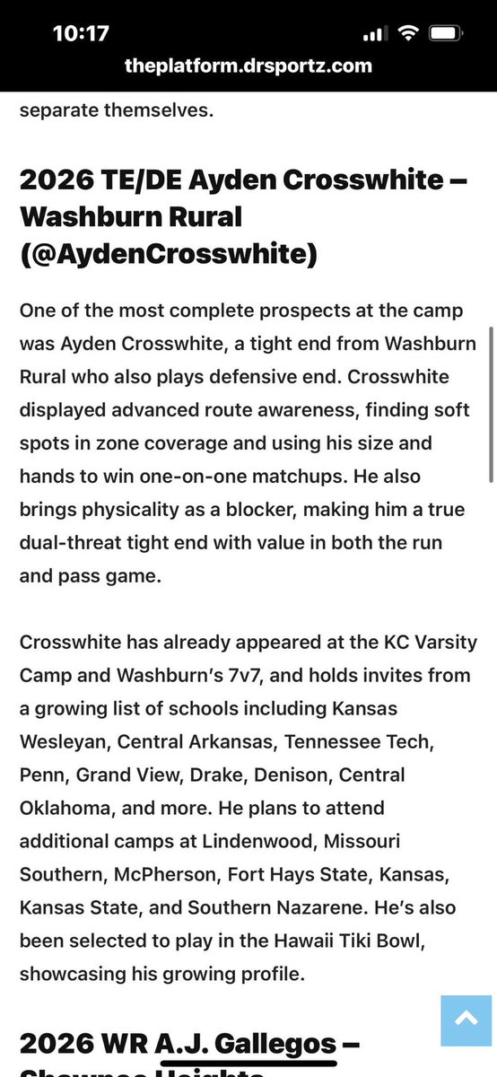 Ayden Crosswhite (@aydencrosswhite) on Twitter photo Thank you <a href="/PreWarWesley/">Coach Buckets</a> for the write up! constantly improving. <a href="/CoachT_Cupp/">Tyler</a> <a href="/CoachBettasso/">Joe Bettasso</a> <a href="/CoachEA_/">Ethan Anderson</a> <a href="/BallCoachHP/">Recruiting 1-0-1</a> <a href="/coachjeddy_DL/">Coach Tuiloma | PassRush/RunStop Specialist π</a> <a href="/BallCoachHP/">Recruiting 1-0-1</a> <a href="/CoachJTGlen/">Jacob Glendinning</a> <a href="/CoachStrongBC/">Trevor Strong</a> <a href="/CoachZlatnik/">Duane Zlatnik</a> <a href="/KUCoachZ/">Coach Jim Zebrowski</a> <a href="/Leonard_KWU/">David Leonard</a> <a href="/CoachLeipold/">Lance Leipold</a> <a href="/Zach_Watkins/">Zach Watkins</a> <a href="/CoachKMurph/">Kyle Murphy</a> <a href="/KiyoshiHarris/">Coach Kiyoshi Harris</a> <a href="/CoachKyleKempt/">Kyle Kempt</a> Thank you <a href="/PreWarWesley/">Coach Buckets</a> for the write up! constantly improving. <a href="/CoachT_Cupp/">Tyler</a> <a href="/CoachBettasso/">Joe Bettasso</a> <a href="/CoachEA_/">Ethan Anderson</a> <a href="/BallCoachHP/">Recruiting 1-0-1</a> <a href="/coachjeddy_DL/">Coach Tuiloma | PassRush/RunStop Specialist π</a> <a href="/BallCoachHP/">Recruiting 1-0-1</a> <a href="/CoachJTGlen/">Jacob Glendinning</a> <a href="/CoachStrongBC/">Trevor Strong</a> <a href="/CoachZlatnik/">Duane Zlatnik</a> <a href="/KUCoachZ/">Coach Jim Zebrowski</a> <a href="/Leonard_KWU/">David Leonard</a> <a href="/CoachLeipold/">Lance Leipold</a> <a href="/Zach_Watkins/">Zach Watkins</a> <a href="/CoachKMurph/">Kyle Murphy</a> <a href="/KiyoshiHarris/">Coach Kiyoshi Harris</a> <a href="/CoachKyleKempt/">Kyle Kempt</a>