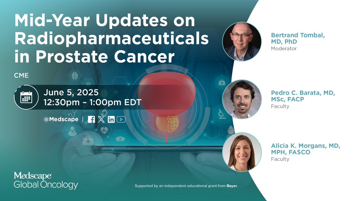 Medscape Oncology (@medscapeonc) on Twitter photo πππππ ππππ ππ π ππππ! π₯ ms.spr.ly/6019Sd2uD
Sharpen your approach to mCRPC w/ the latest trial data presented at this year's major meetings, w/ expert guidance via <a href="/BertrandTOMBAL/">tombal</a> <a href="/PBarataMD/">Pedro C Barata, MD MSc FACP</a> <a href="/CaPsurvivorship/">Alicia Morgans, MD, MPH</a> for applying it to practice. πππππ ππππ ππ π ππππ! π₯ ms.spr.ly/6019Sd2uD
Sharpen your approach to mCRPC w/ the latest trial data presented at this year's major meetings, w/ expert guidance via <a href="/BertrandTOMBAL/">tombal</a> <a href="/PBarataMD/">Pedro C Barata, MD MSc FACP</a> <a href="/CaPsurvivorship/">Alicia Morgans, MD, MPH</a> for applying it to practice.