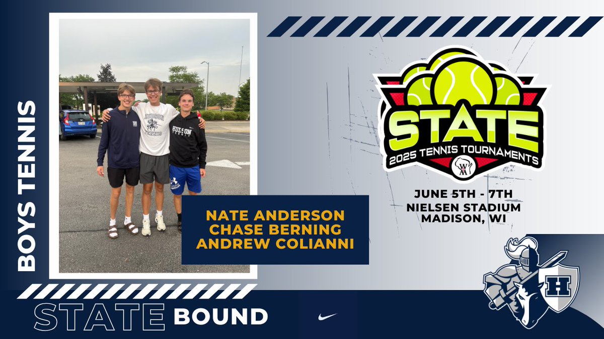 Hudson Activities (@hudhs_athletics) on Twitter photo Congratulations to our qualifying Boys Tennis Individuals who will be competing in the
<a href="/wiaawistate/">WIAA State Tournaments</a> Tournament in Madison TODAY!
wiaawi.org/Sports/Spring/… Congratulations to our qualifying Boys Tennis Individuals who will be competing in the
<a href="/wiaawistate/">WIAA State Tournaments</a> Tournament in Madison TODAY!
wiaawi.org/Sports/Spring/…