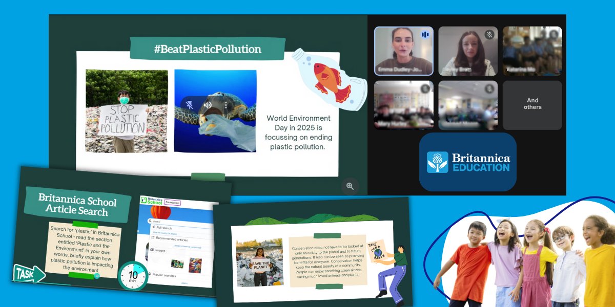 We’ve been celebrating #WorldEnvironmentDay by hosting a Global Live Lesson, with schools from across the globe! 🌍🤝 All using Britannica School and Image Quest!

👀 Keep an eye out for future Britannica Global Live Lessons for the next academic year. 

#BeatPlasticPollution