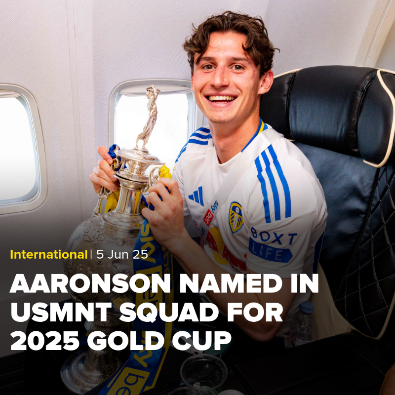 LUFC's tweet photo. 🇺🇸 Brenden Aaronson has been included in the @USMNT's 26-man squad for the 2025 Gold Cup!