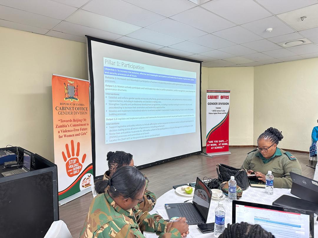 UNFPAZambia's tweet image. @unfpazambia honored to participate in the validation meeting for Zambia's first National Action Plan on Women, Peace, and Security (UNSCR 1325) led by @GenderDivision.
With @unicefzambia @undpzambia, @DMMUZambia and Men and Women in Uniform
#WomenPeaceSecurity #UNSCR1325