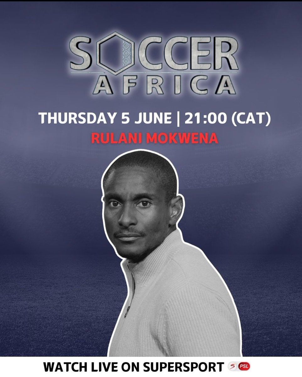 Thomas Mlambo (@thomasmlambo) on Twitter photo Tonight 21:00 ๐บ LIVE
<a href="/SuperSportTV/">SuperSport ๐</a>
<a href="/SSFootball/">SuperSport Football โฝ๏ธ</a>
@Rulani Mokwena former Mamelodi Sundowns and Wydad <a href="/WACofficiel/">Wydad Athletic Club</a> Casablanca coach joins the Wise men on #SoccerAfrica1000
What do you want to know from him? Tonight 21:00 ๐บ LIVE
<a href="/SuperSportTV/">SuperSport ๐</a>
<a href="/SSFootball/">SuperSport Football โฝ๏ธ</a>
@Rulani Mokwena former Mamelodi Sundowns and Wydad <a href="/WACofficiel/">Wydad Athletic Club</a> Casablanca coach joins the Wise men on #SoccerAfrica1000
What do you want to know from him?