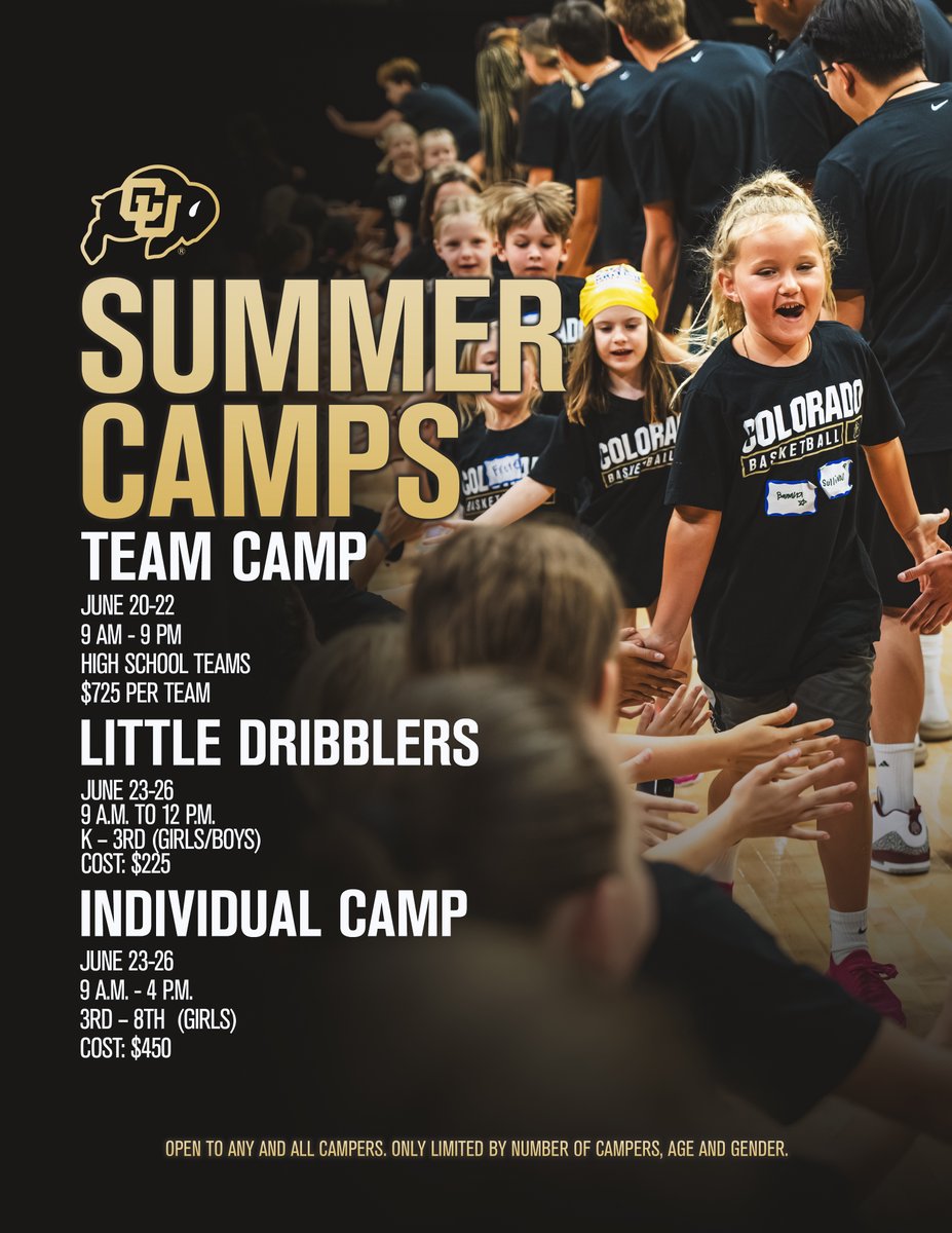 Time’s running out! CU Hoops Camp is almost here—secure your spot before it’s too late! ⏳🏀
🔗 buffs.me/4jI4SXQ
