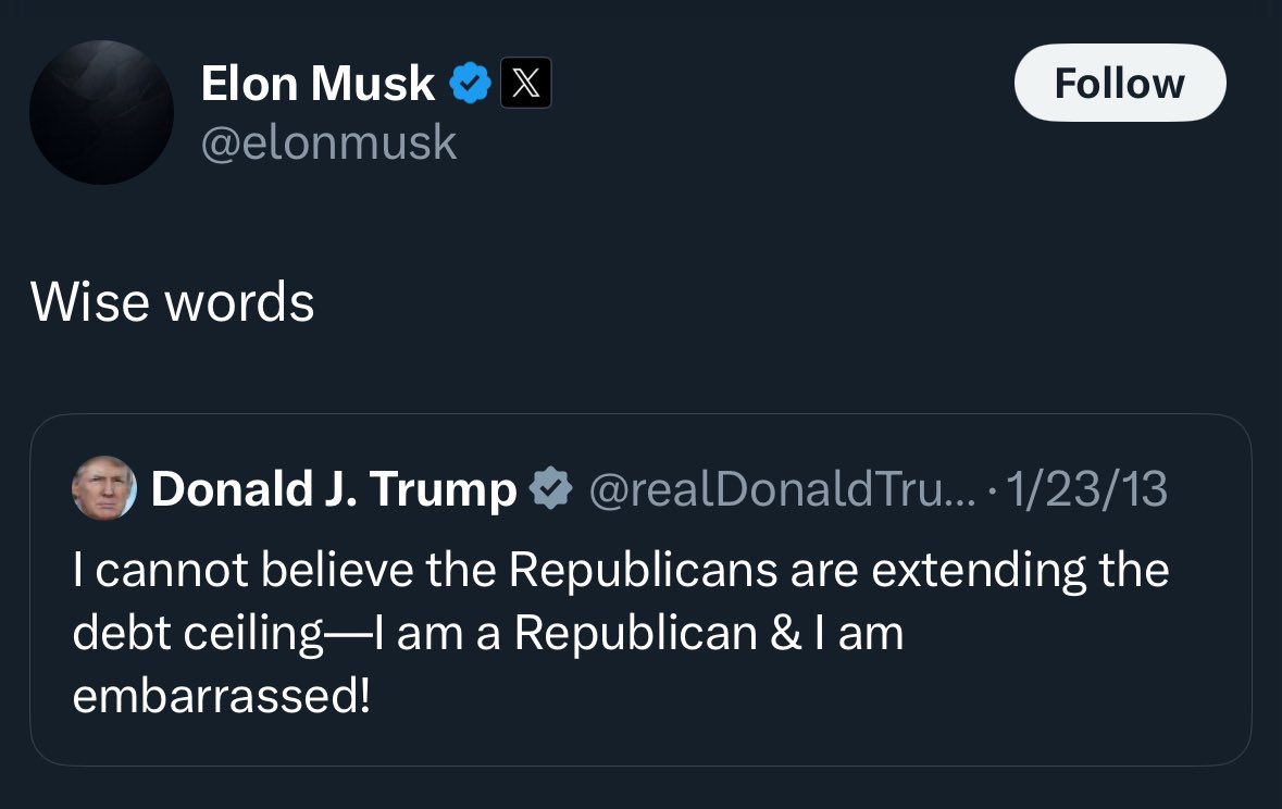 The divorce keeps getting better….he’s know quoting Trump’s old tweets 🤣🍿