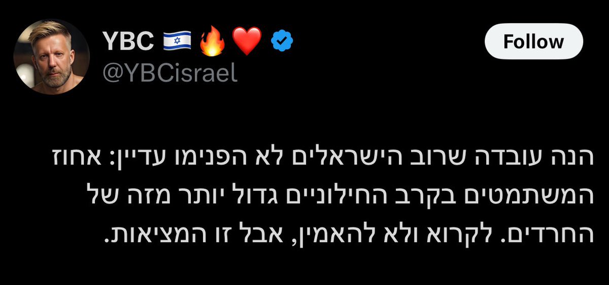 aradboaz's tweet photo. המציאות היא שאחוז הלא מתגייסים בקרב החרדים בגיל גיוס עומד על 91% בעוד רק 12% מהחילונים לא מתגייסים. https://t.co/NAH7BBpLKx