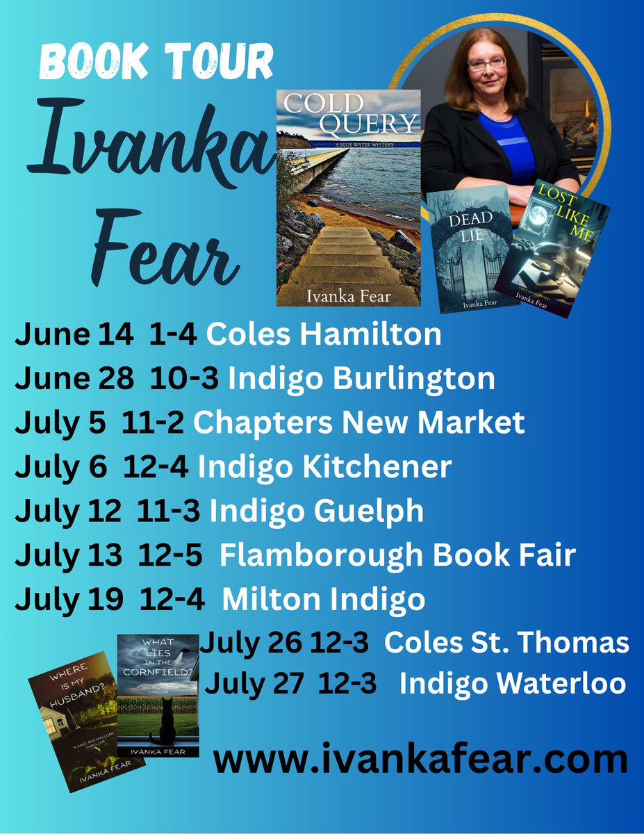FearIvanka's tweet photo. Where you can find me. #booktour #booksigning #authorevent #bookstores #coldquery #ivankafear #mysteryreaders #thrillerbooks #canadianauthor #southernotario #books https://t.co/UjqaXYfGGU