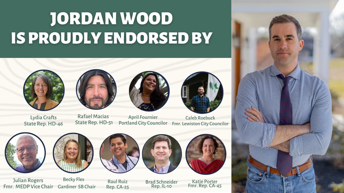JordanWood's tweet image. I’m honored to have the support of so many Maine leaders and Congressmembers who hold the wealthy and big corporations to account. Together, we will beat Susan Collins and give Mainers the representation we deserve.